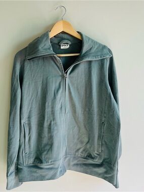 Pact Zip Up Sweatshirt gray Organic Cotton Thump Loop Sweater Women's Large